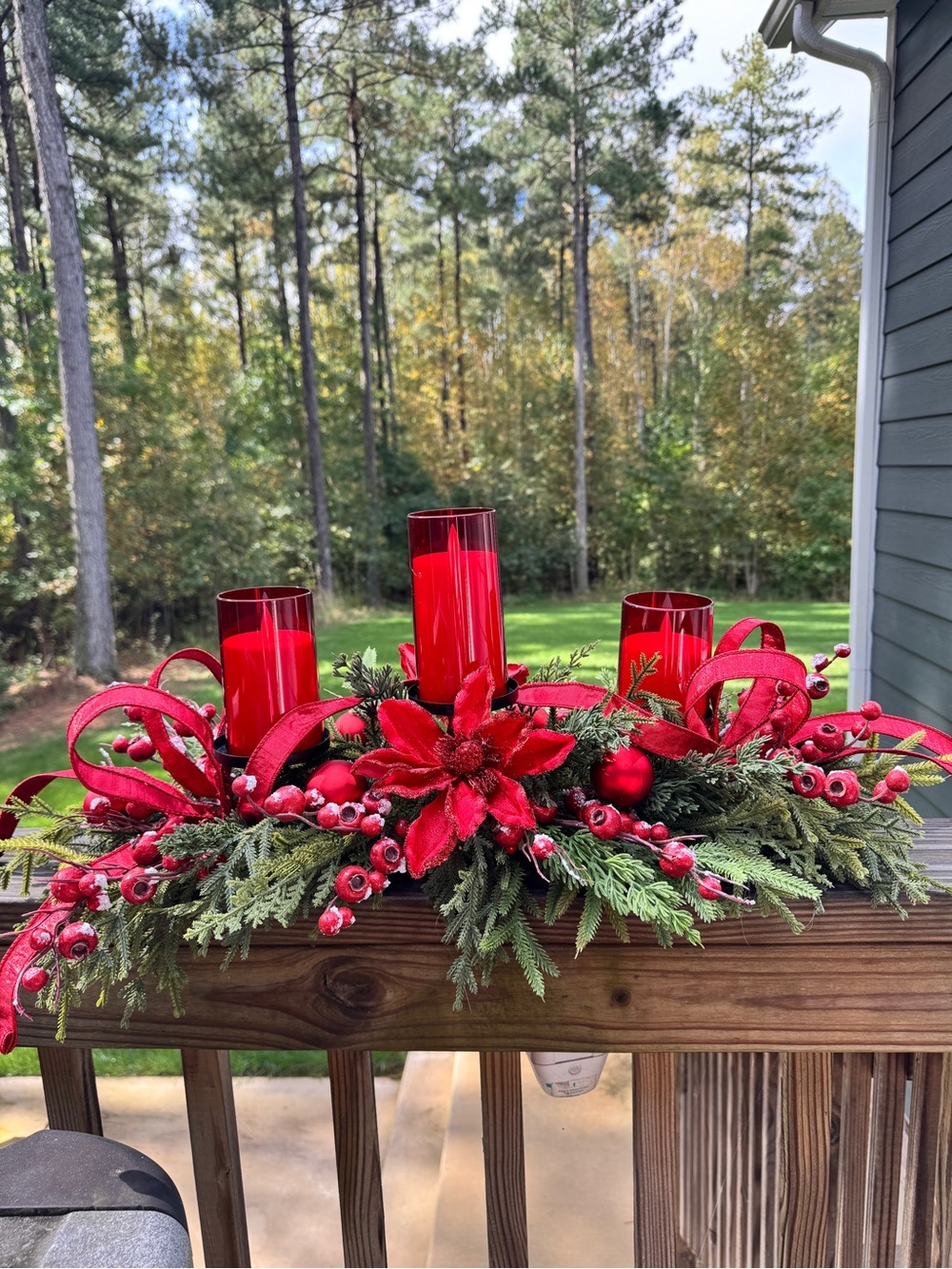 Red Poinsettia Christmas Centerpiece